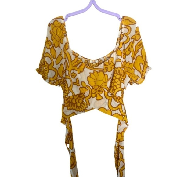 PEACH golden yellow top back waist tie closure - Picture 1 of 4